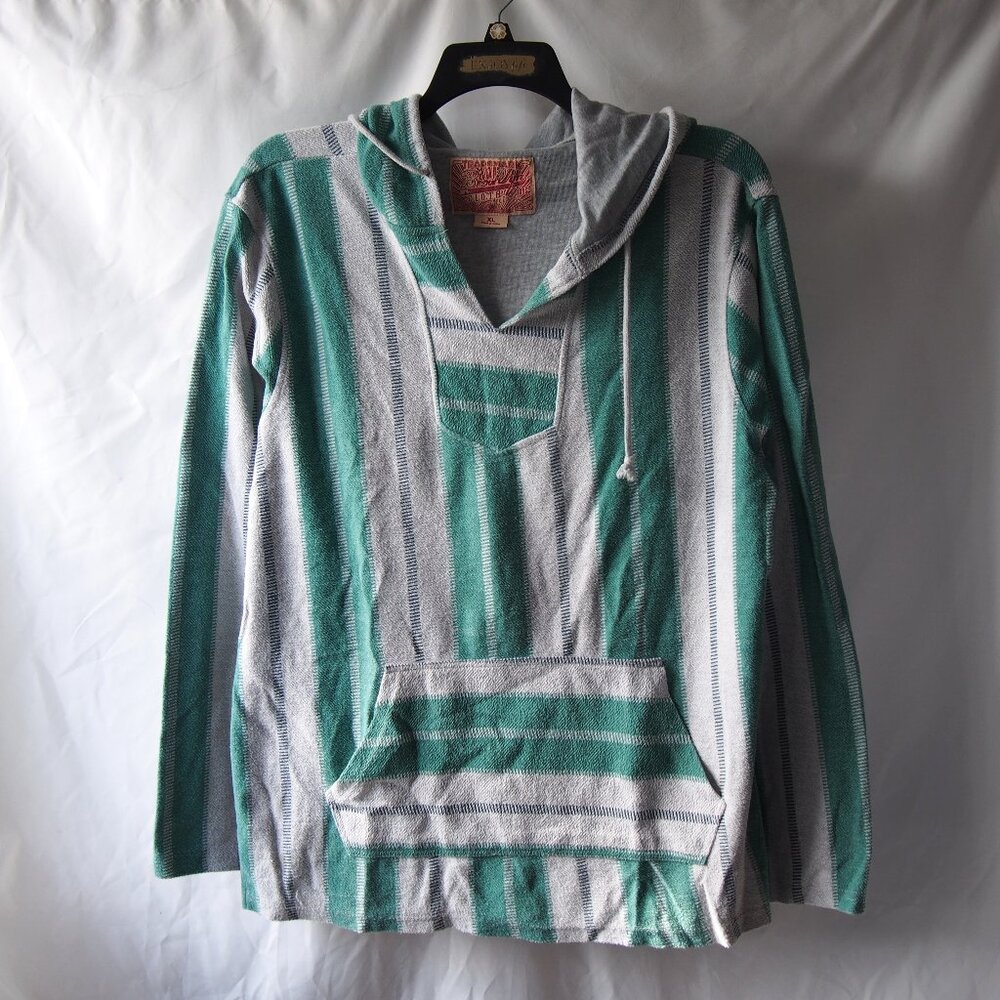 Brooklyn Cloth Company Striped Baja Surf Hoodie Sweatshirt Size XL